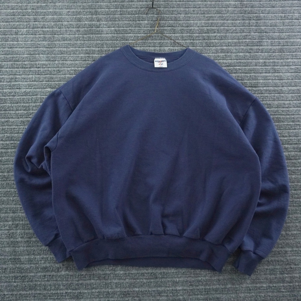 Vintage 90s Jerzees Sweatshirt Men Large Navy Blue NuBlend Crew Neck